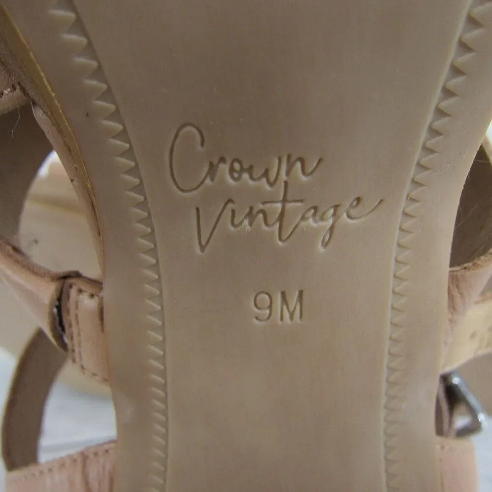 Crown Vintage Women’s Farlie Tan Heeled Platform Sandals Women's Size 9 M